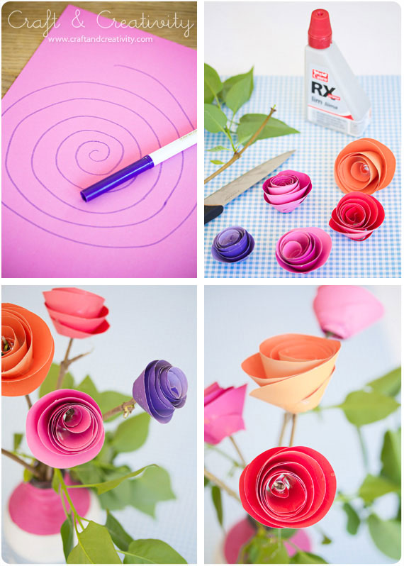Как сделать цветы из бумаги своими руками поэтапно фото розу